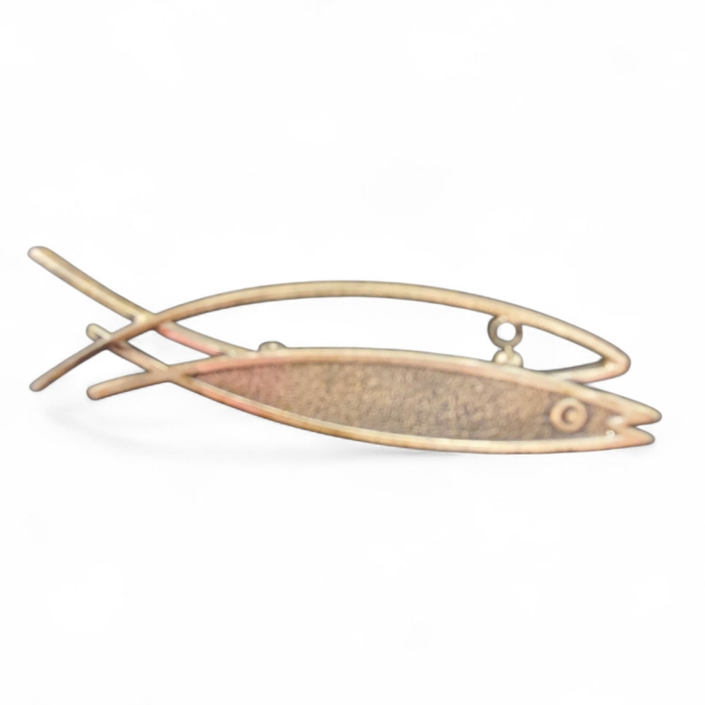 BEAU STERLING Vintage Fish Brooch Pin MCM 60s
